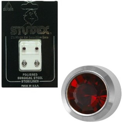 Birthstone Studs - Reg Bezel S/S - January / Garnet